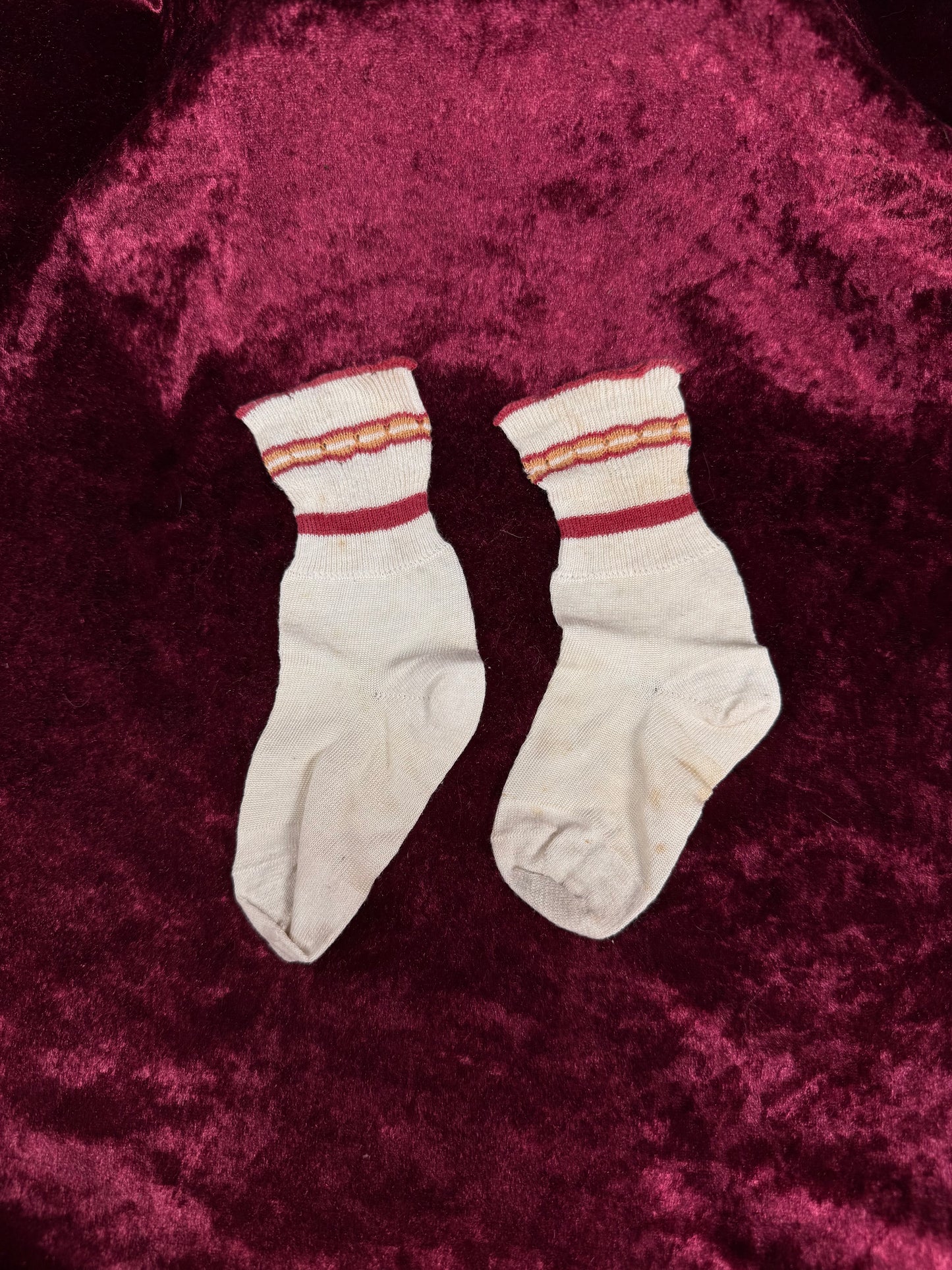 Vintage Cotton Baby Socks – Striped Ribbed Infant Pair