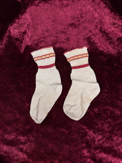 Vintage Cotton Baby Socks – Striped Ribbed Infant Pair