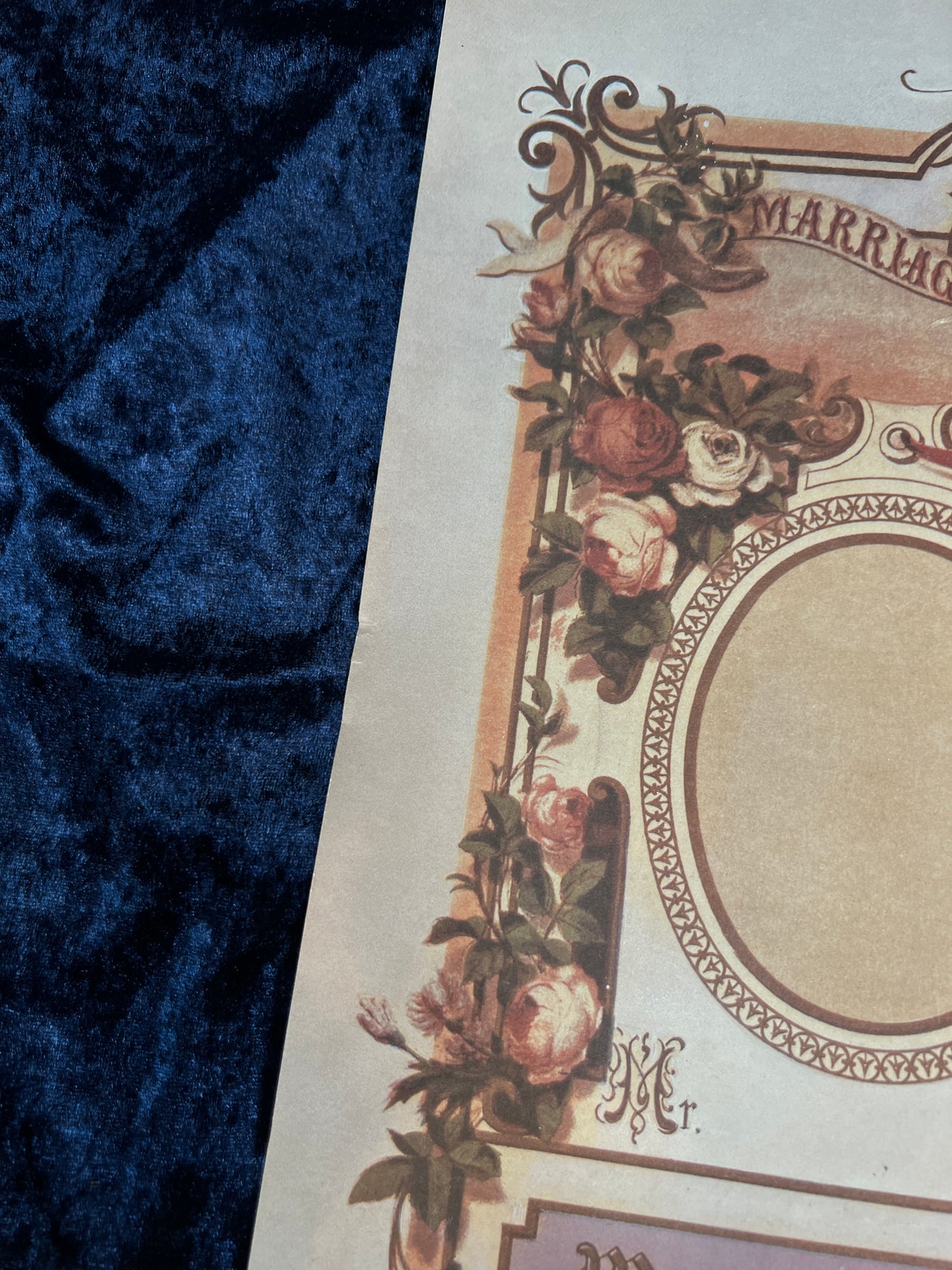 Vintage Paper Marriage Certificate - Victorian Style Cherub Floral Keepsake Print
