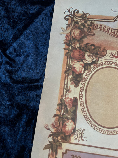 Vintage Paper Marriage Certificate - Victorian Style Cherub Floral Keepsake Print