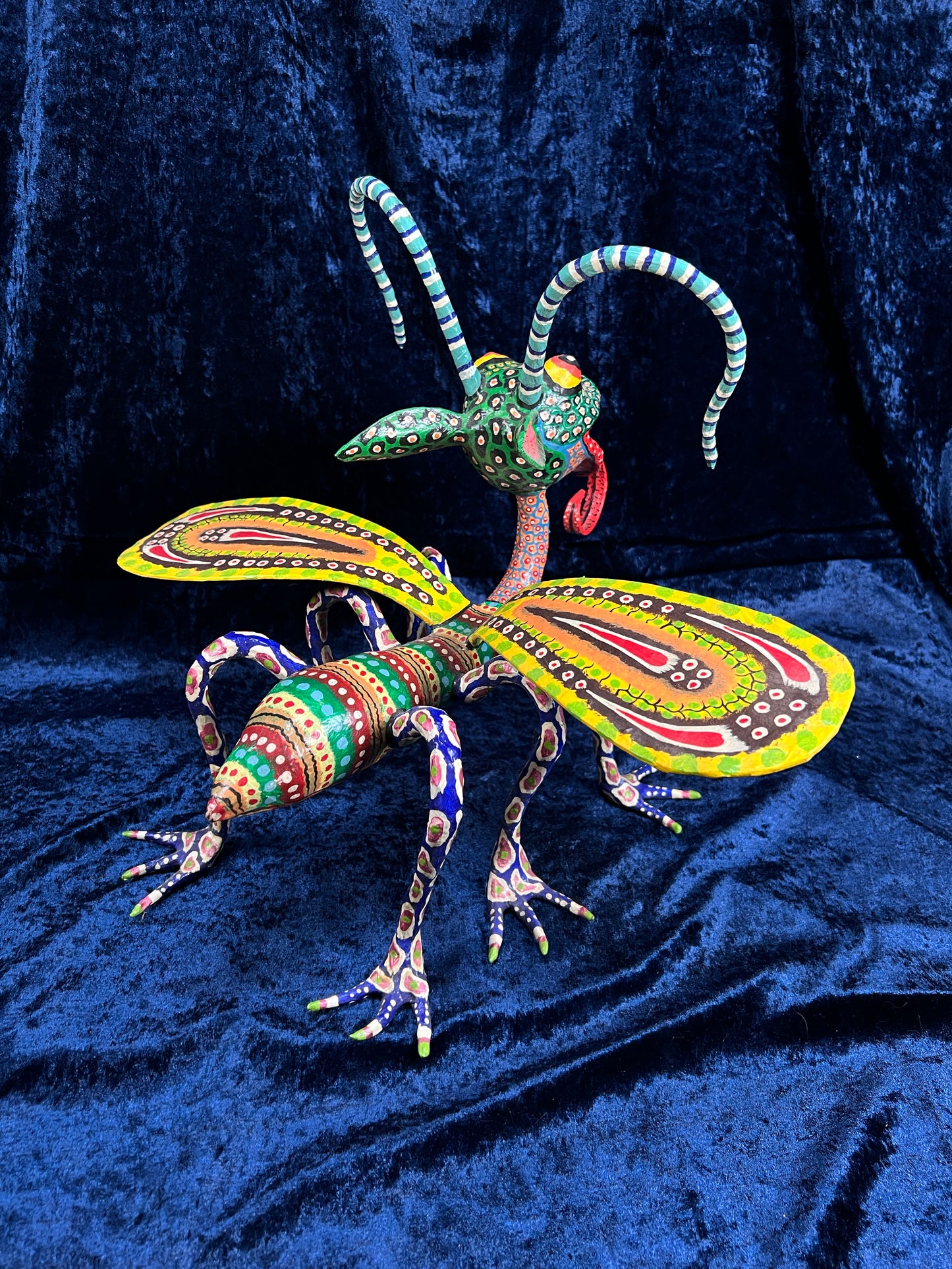 Vintage Paper Mache Alebrije Sculpture – Fantastical Winged Lizard Folk Art