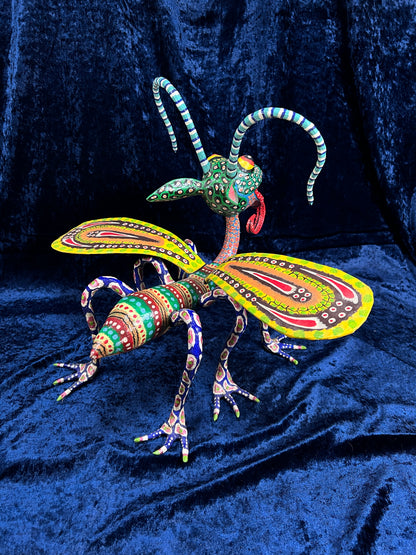 Vintage Paper Mache Alebrije Sculpture – Fantastical Winged Lizard Folk Art