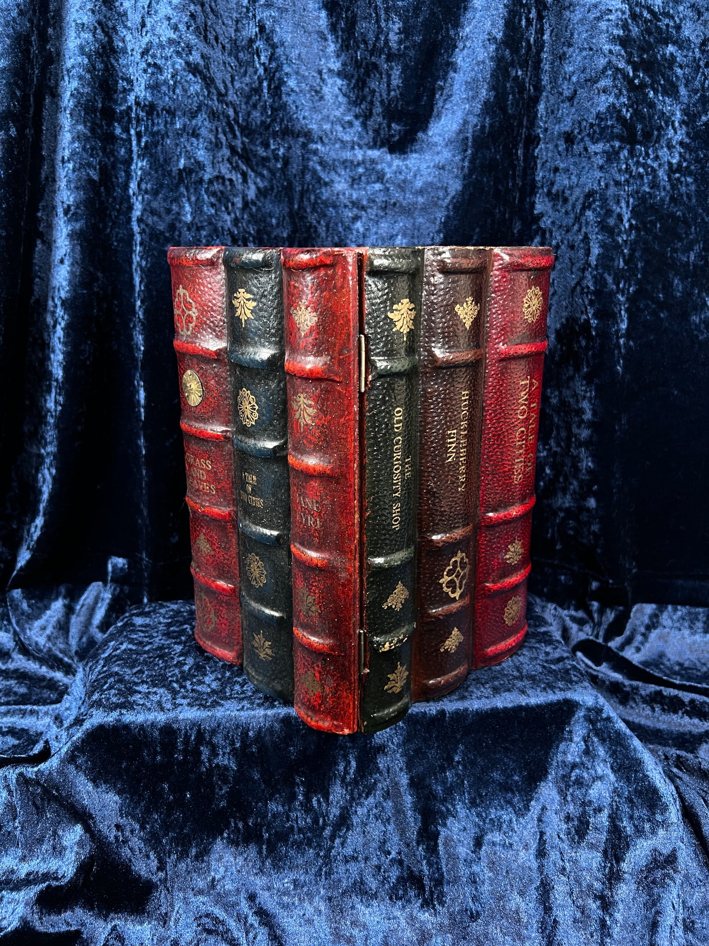 Vintage Faux Leather Book CD Storage Cabinet - Hidden Old Classics Library Blook Box