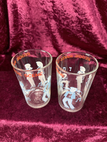 Vintage Archie Comics Glass Tumbler Set – Reggie & Veronica Makes the Scene Pair