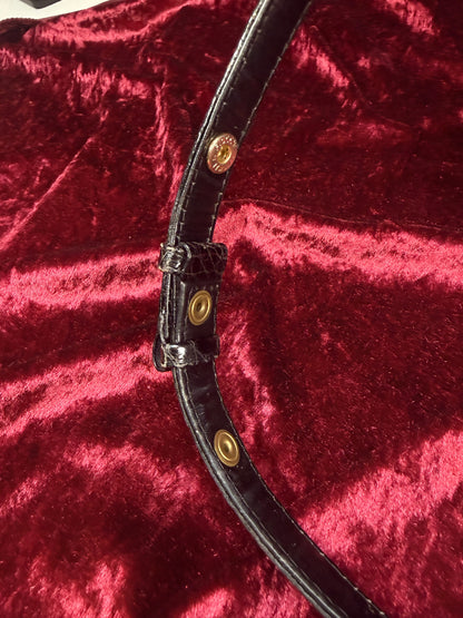 Vintage Genuine Crocodile Skin Purse - Black Crossbody Shoulder Bag