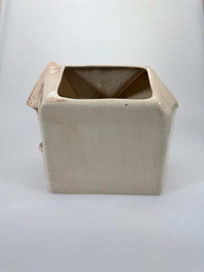 Vintage Ceramic Planter - Baby Pink Victorian House