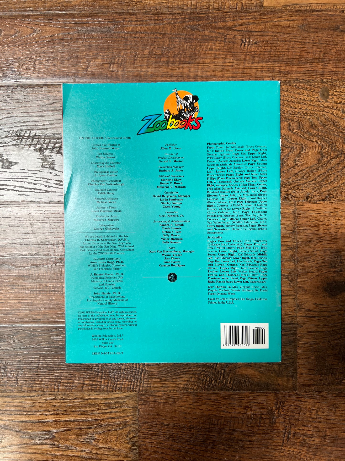 Vintage Ephemera - Magazine - Zoobooks - Giraffes - 1991