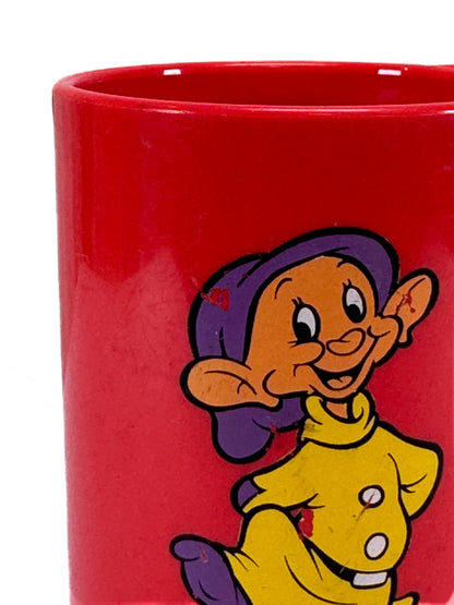DAMAGED Vintage Plastic Mug - Disney - Snow White and the Seven Dwarves - Dopey - 1970s