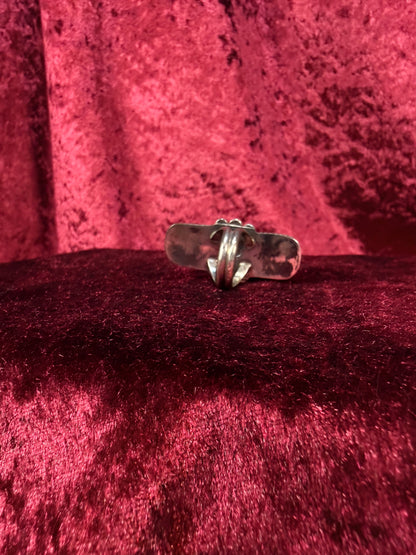 Vintage Sterling Silver Ring – Turquoise and Mother of Pearl Inlay Statement - Size 6