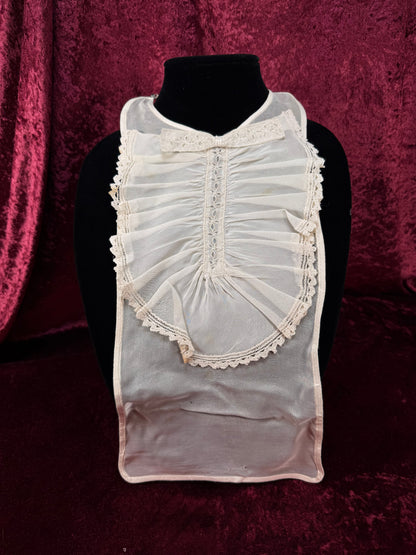 Vintage Lace Collar Bib – Victorian Style Ruffled Sheer Overlay