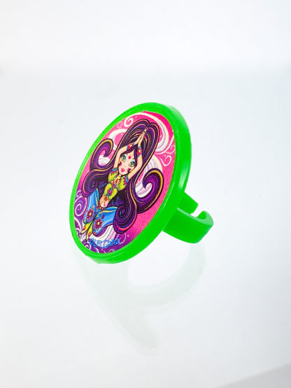 Vintage Ring - Y2k Lisa Frank Novelty Plastic Ring - Genie