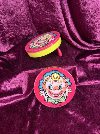 Vintage Tin Ratchet Noisemaker Set – T. Cohn Clown Party Crank Pair