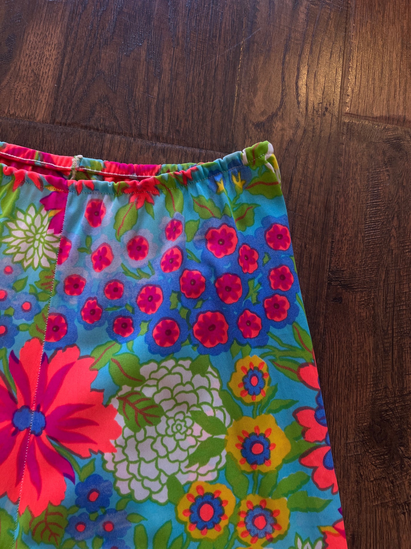 Vintage Handmade Slip Shorts - Psychedelic Floral Print - Small