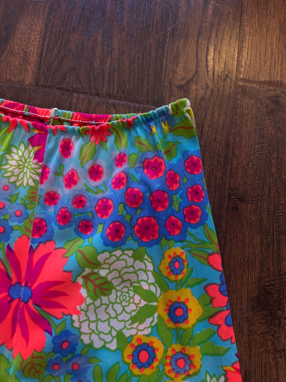 Vintage Handmade Slip Shorts - Psychedelic Floral Print - Small