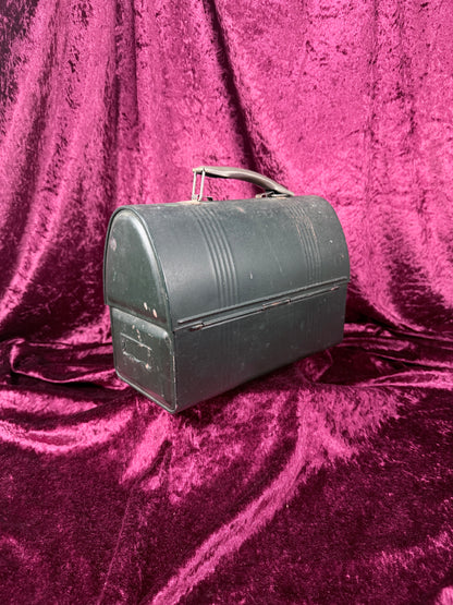 Vintage Metal Lunch Box - Green Dome Top Patent Pending Design