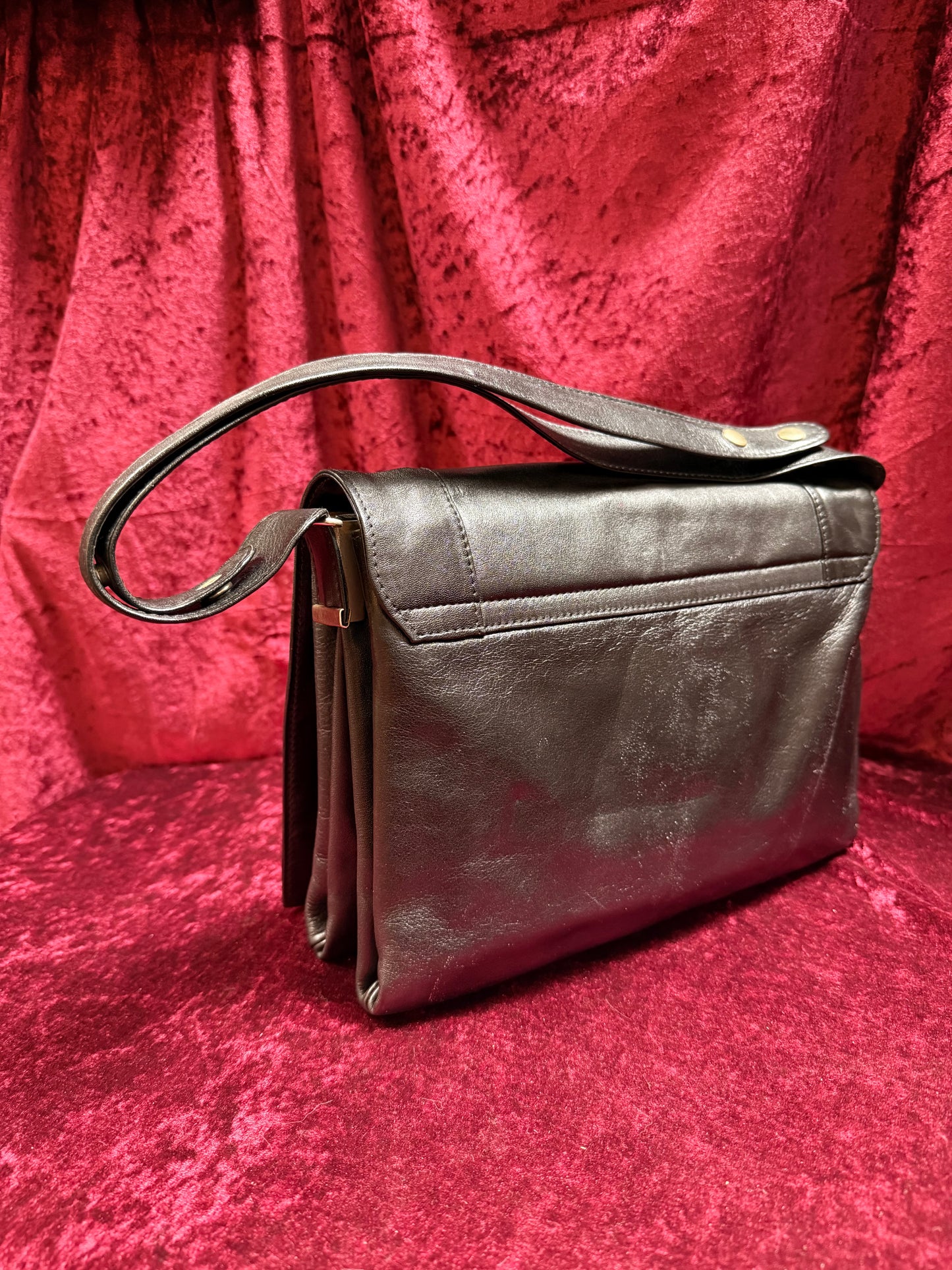 Vintage Accessories - Boscha Modell 1960s Black Leather Mod Shoulder Purse