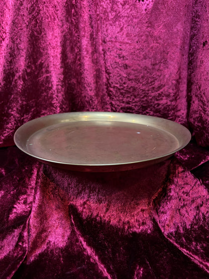 Vintage Brass Vanity Tray - Large Round Minimalist Perfume Display