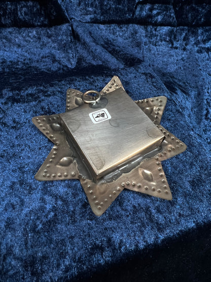 Vintage Mexican Metal Shrine – Our Lady of Guadalupe Star Shadow Box