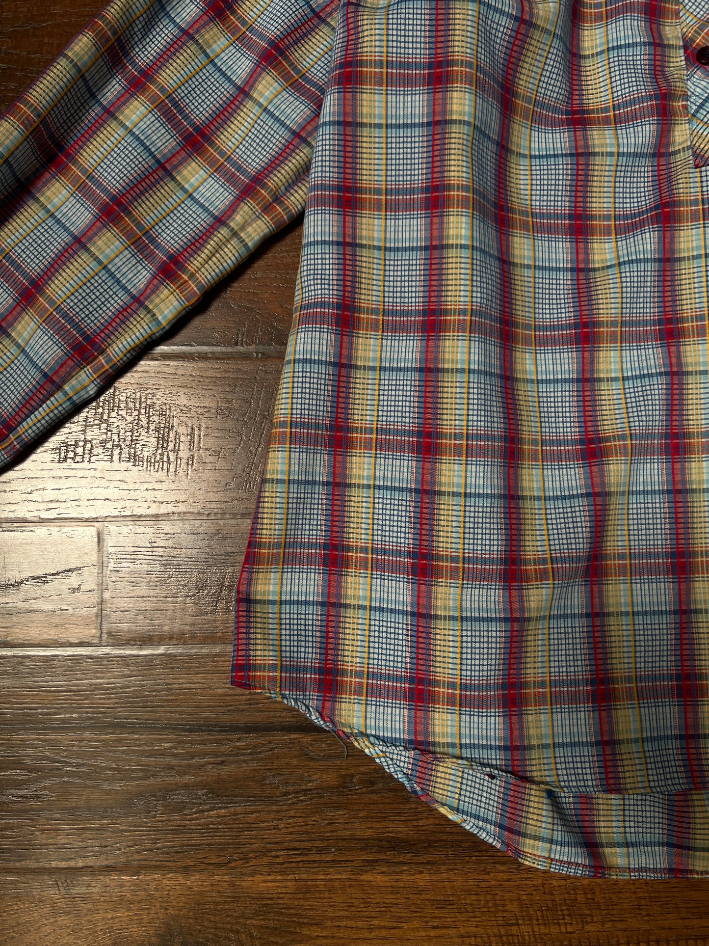 Vintage Miss Fashionability Plaid Blouse – Contrast White Collar Preppy Style – Medium