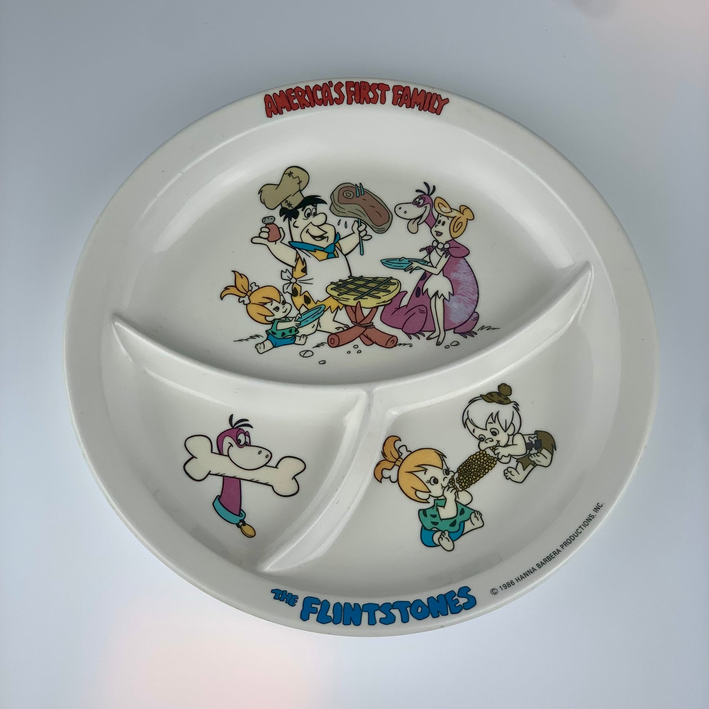 Vintage 1986 The Flinstones Plastic Divided Plate | Hanna Barbera Productions