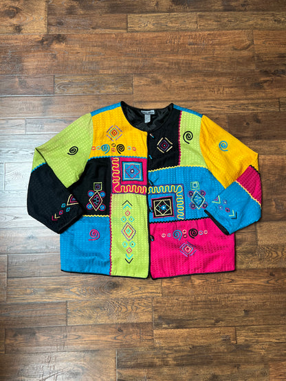 Vintage Clothing - Lightweight Jacket - Wiggy 90’s Block Print - 2X-Large - Indigo Moon