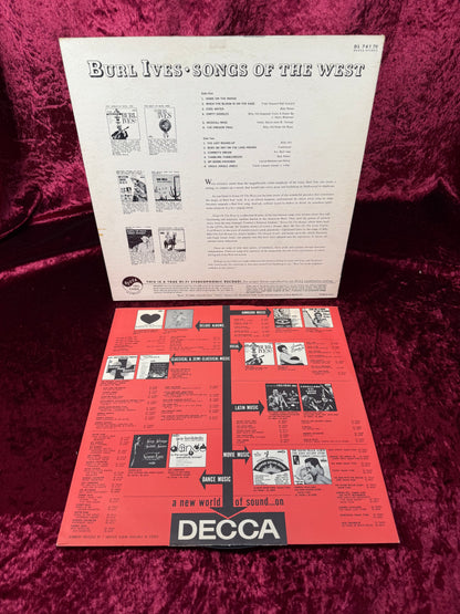 Vintage 12" Vinyl Record - Burl Ives - Songs Of The West - Decca Records