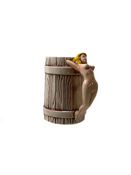 Vintage Tiki Mug - Nude Handle Rum Barrel Mug - Pinup Blonde 1960s