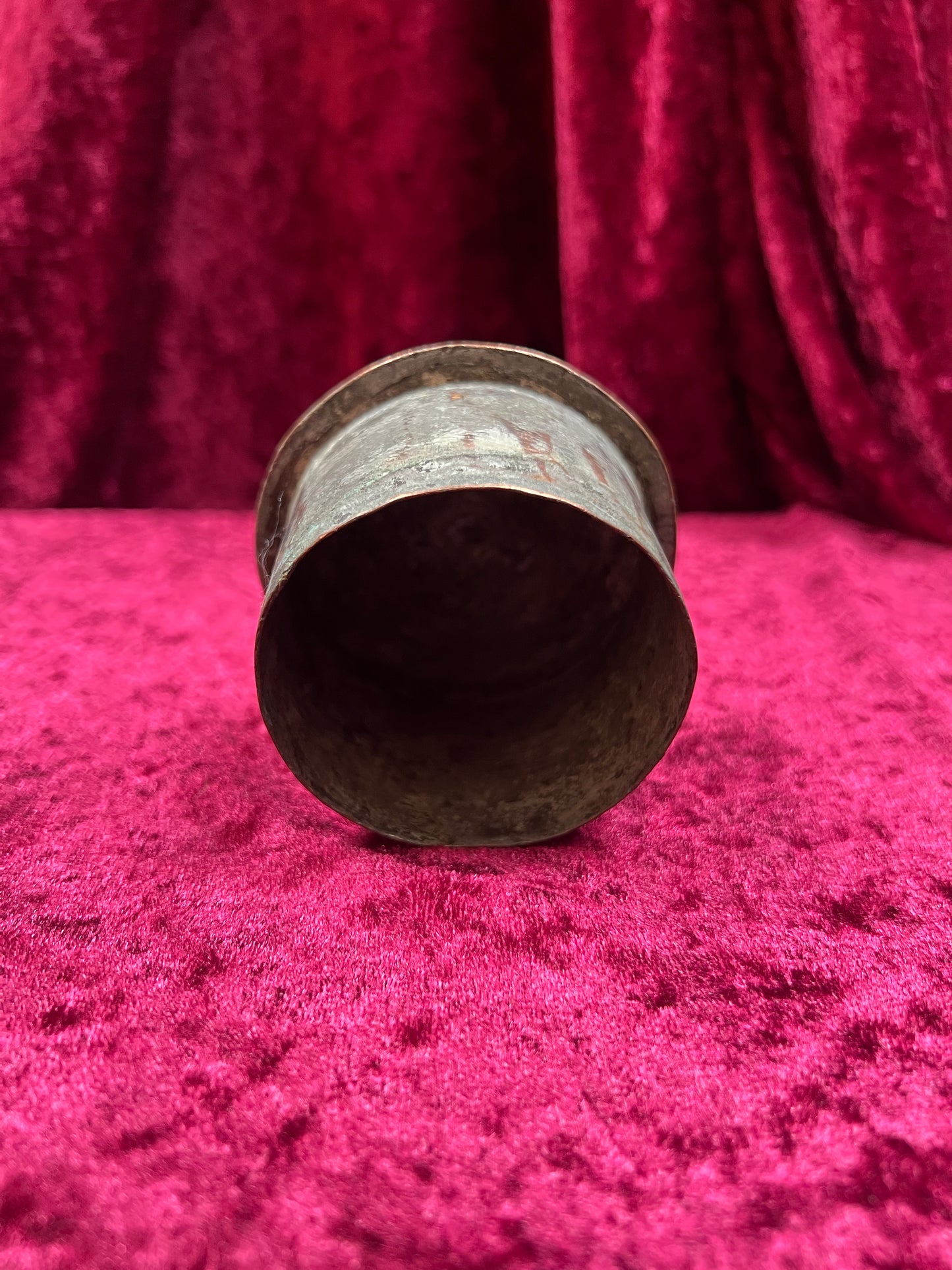 Vintage Oddities - Antique Copper Lidded Vessel with Iron Wood Hook