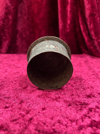 Vintage Oddities - Antique Copper Lidded Vessel with Iron Wood Hook