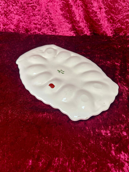 Vintage Kitchen - Ceramic Deviled Egg Serving Platter - 5182 / Yellow Daisies - Geo Z. Lefton