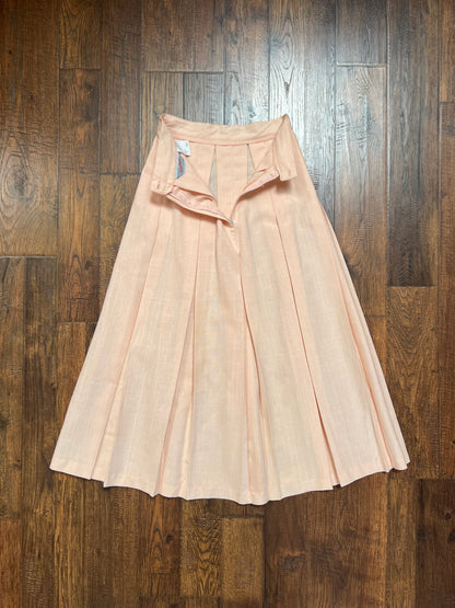 Vintage Clothing - A-Line Pleated Skirt - Peachy Pink - The Wyndham Collection - X-Small