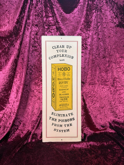 Vintage Metal Pharmaceutical Advertising Sign – Hobo Kidney Remedy - Sanford J. Heilner 1974