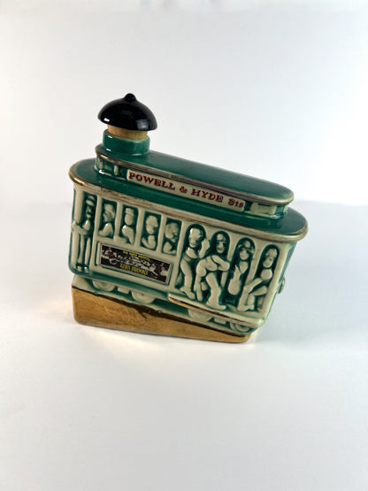 Vintage Barware - Ceramic Decanter - Powell & Hyde Street Cable Car - Ezra Brooks Whiskey - 1968