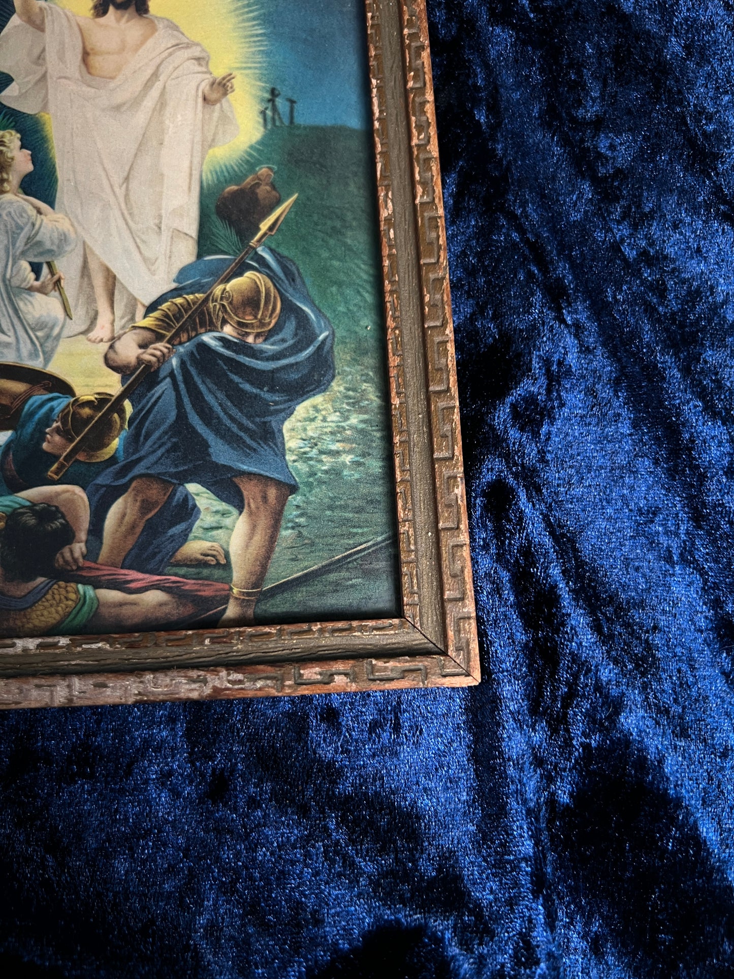 Vintage Religious Framed Print – Resurrection of Jesus Christ Lithograph