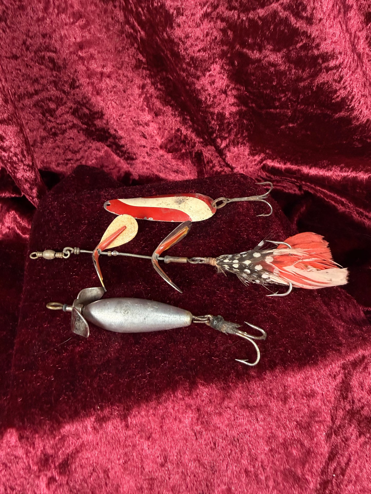 Vintage Metal Fishing Lure Lot - Pflueger & South Bend Spinner Baits