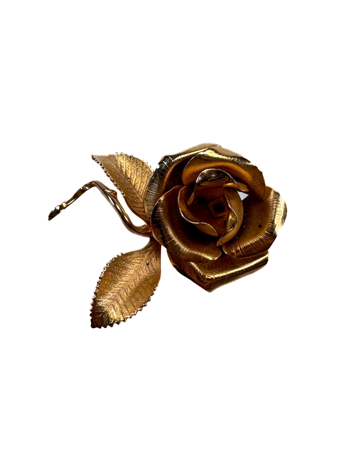 Vintage Brooch - Cerrito Original Gold Tone Rose Pin Brooch - 1981