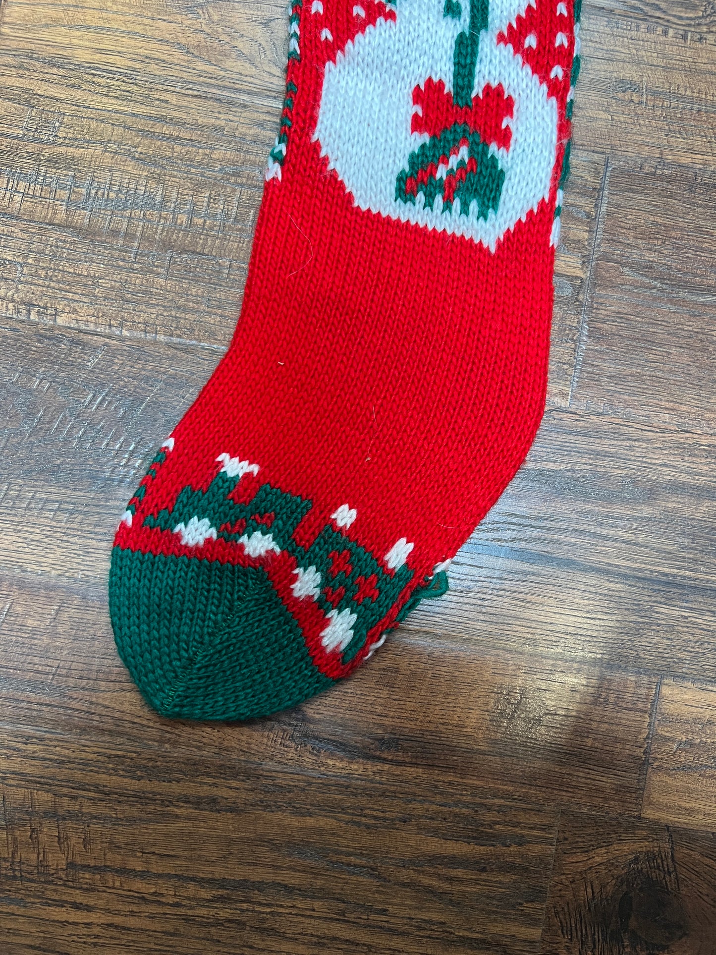 Vintage Christmas - Knit Stocking - Snowman on Red
