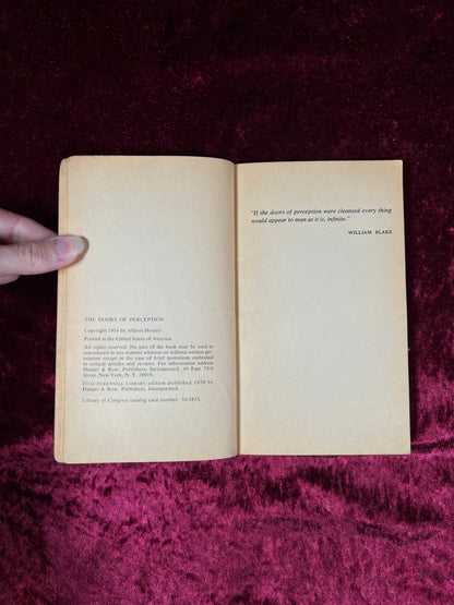 Vintage Paperback Book – The Doors of Perception Aldous Huxley 1970 Perennial Library
