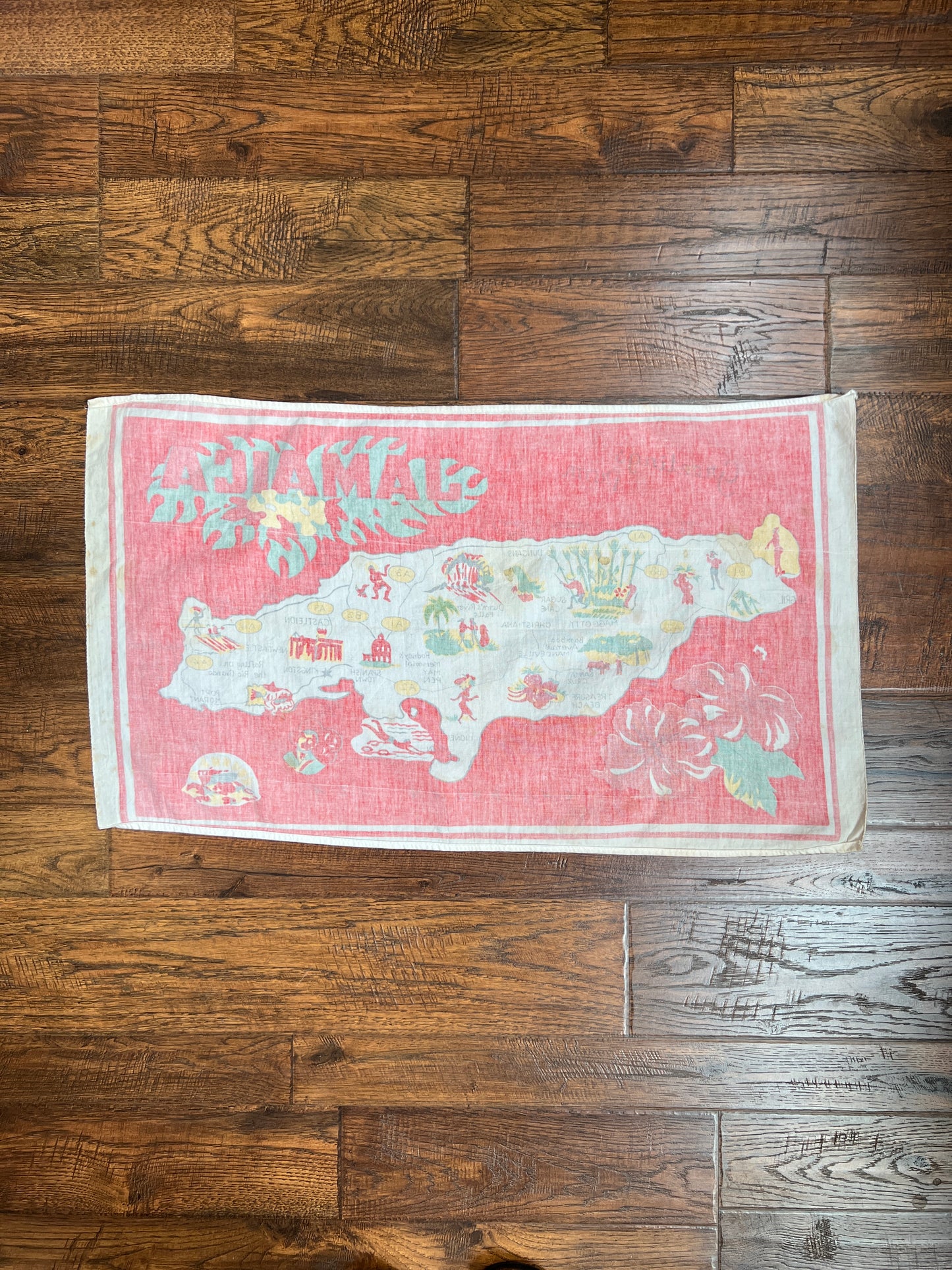Vintage Linens - Souvenir Tea Towel - Greetings From Jamaica