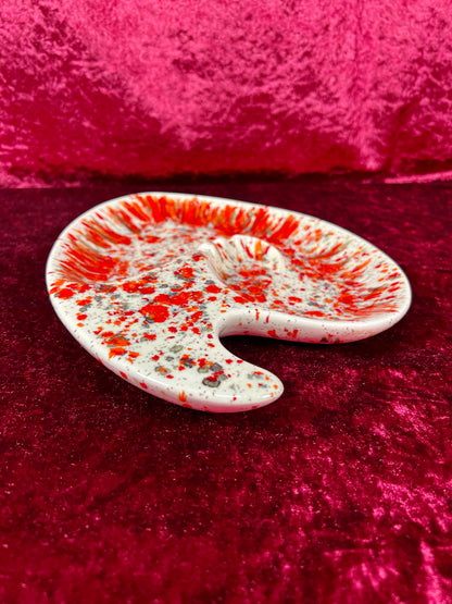 Vintage Ashtray - Sculptural Ceramic Drip Glaze - Mid Century Modern Orange - Large