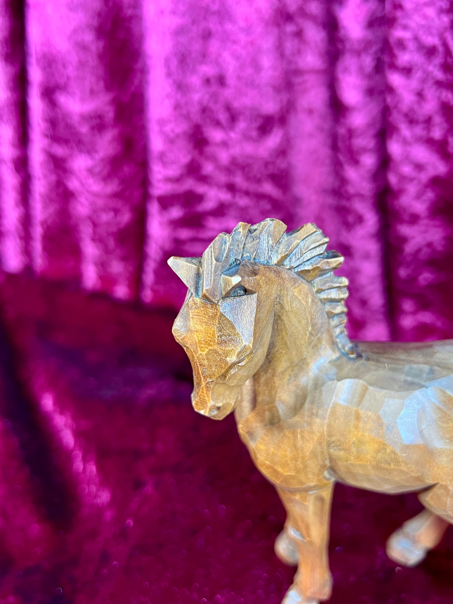 Vintage Figurine - Wood Carved Stallion - 5"