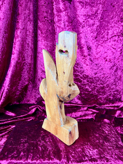 Vintage Oddities - Hand Carved Wood Statue - Face In The Tree