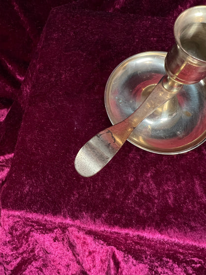 Vintage Metal Chamberstick Candlestick Holder - Brass Finger Loop Made in Japan