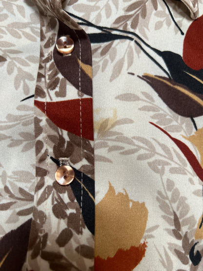 Vintage Clothing - 1970s Polyester Shirt - Autumn Flowers - Mardi Modes New York - Small