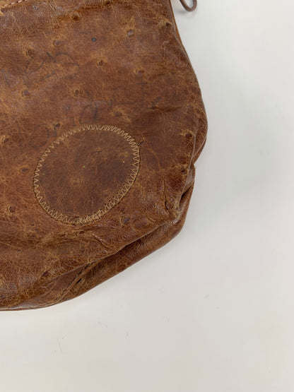 Vintage Purse - Dimpled Brown Leather Makeup Bag - Carlos Falchi - Made In U.S.A.