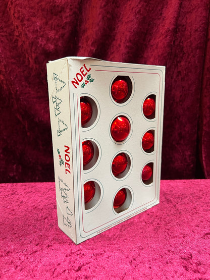 Vintage Christmas - Glass Ornament Set - Red - Noel