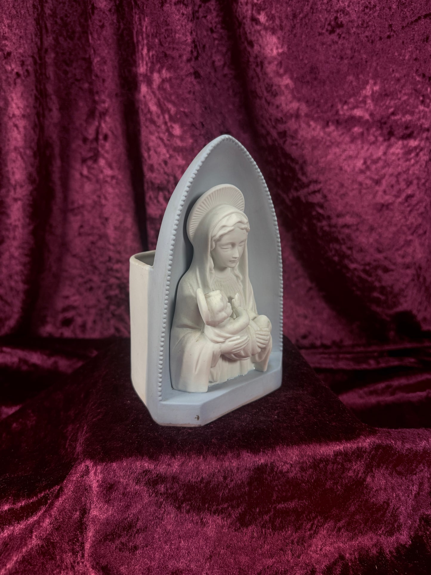 Vintage Bisque Porcelain Madonna and Child Planter Votive - BR Japan