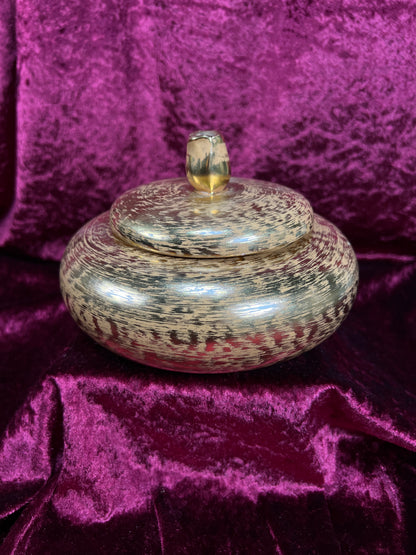 Vintage Stangl Ceramic Trinket Box – Granada Gold Metallic Lidded Dish