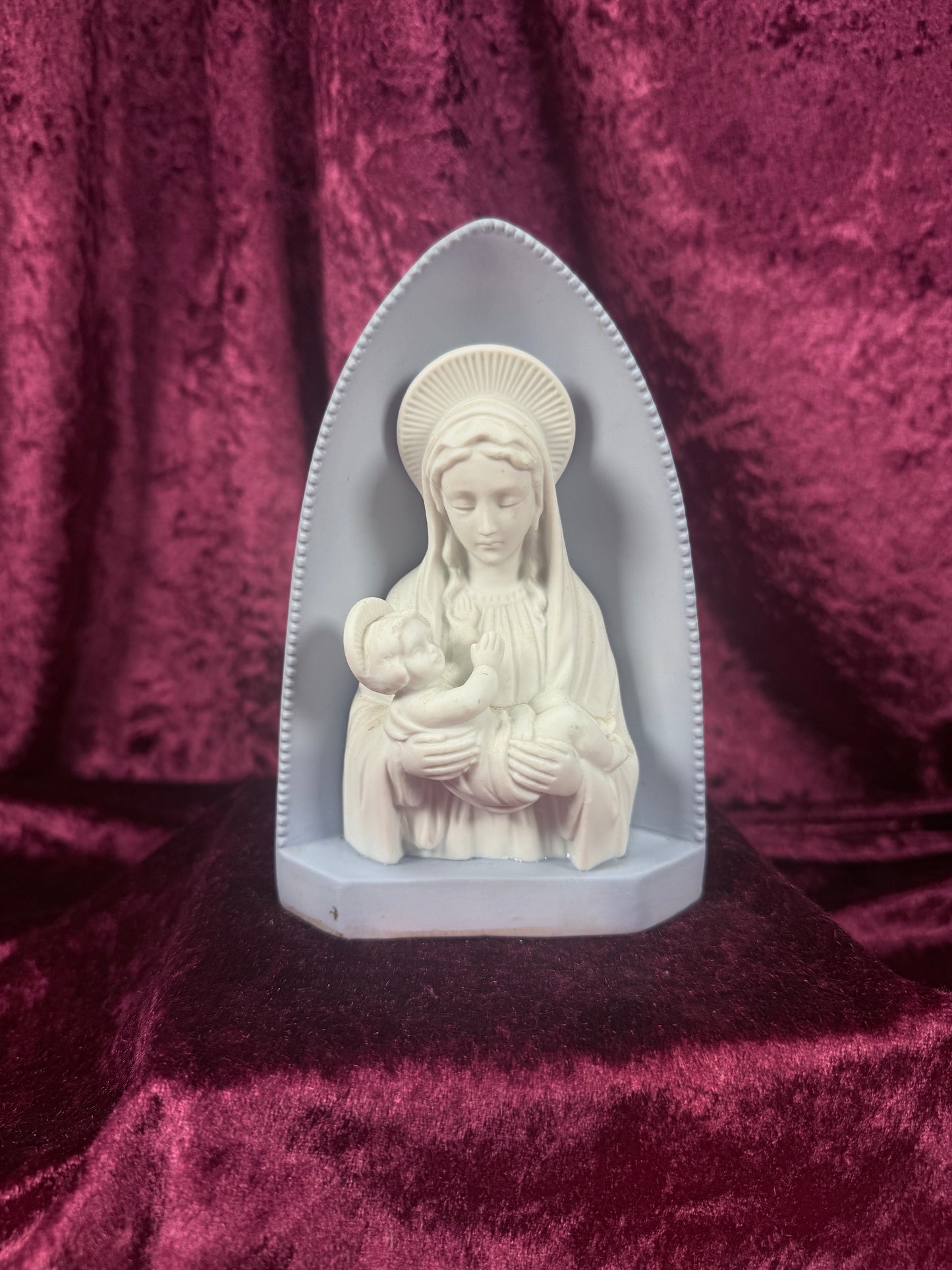 Vintage Bisque Porcelain Madonna and Child Planter Votive - BR Japan