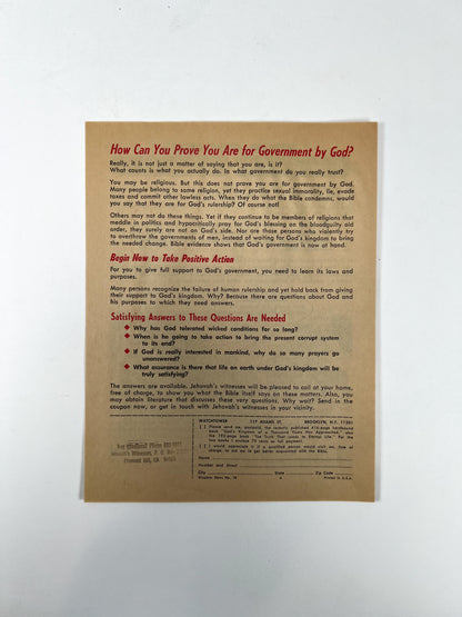 Vintage Ephemera - Religious Pamphlet - Government By God